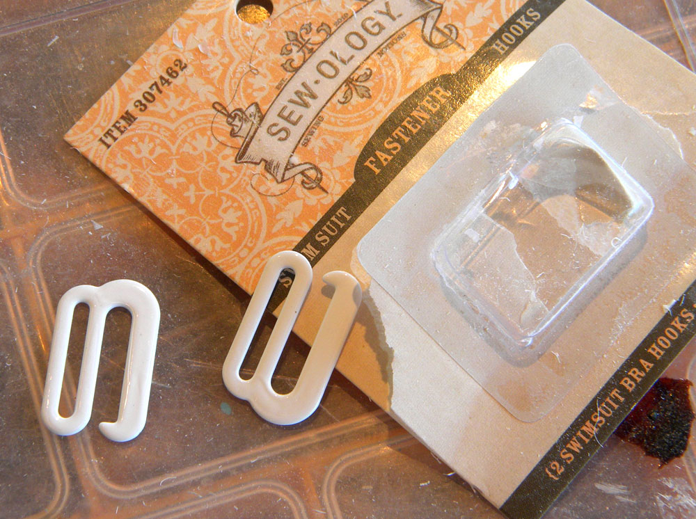 To attach straps to the mask, I bought some bathing suit hooks.