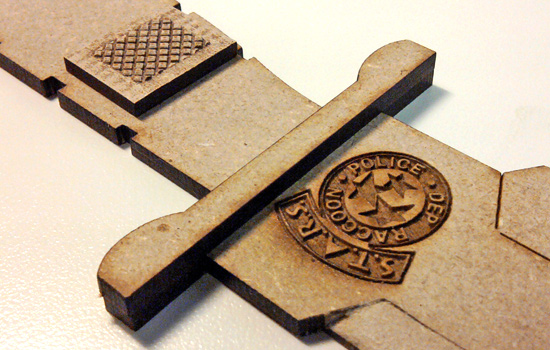 The guard was also laser cut as a separate element. It fits perfectly.