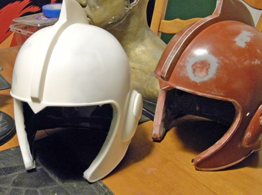  The demolded resin helmet copy. The master sits behind it. 