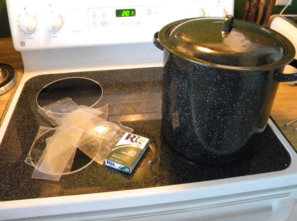 To tint the visor, I bought a giant pot and dumped in several packets of RIT dye.