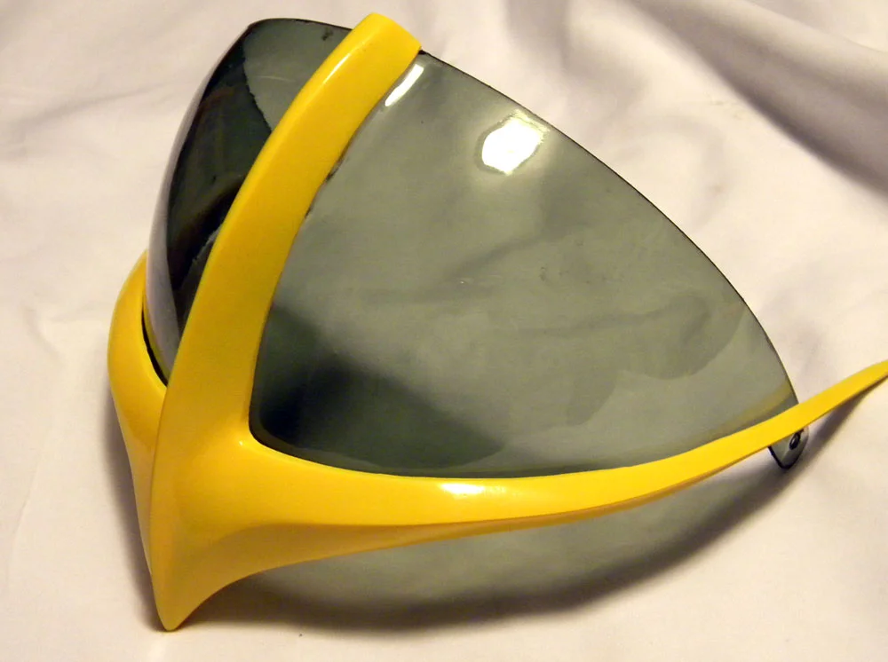 The painted trim mounted to the visor