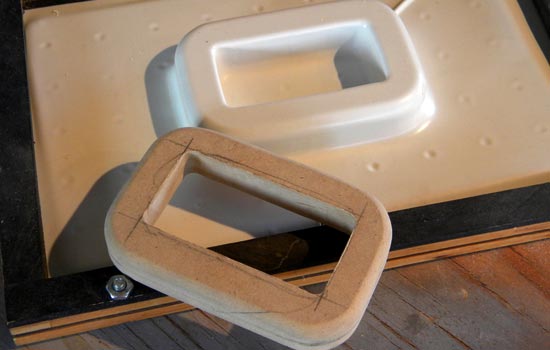 The vacuum formed bracket that will support the ear padding.