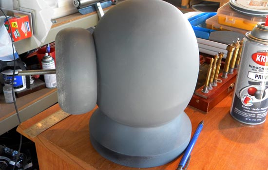 The bowl rim re-attached to the head.