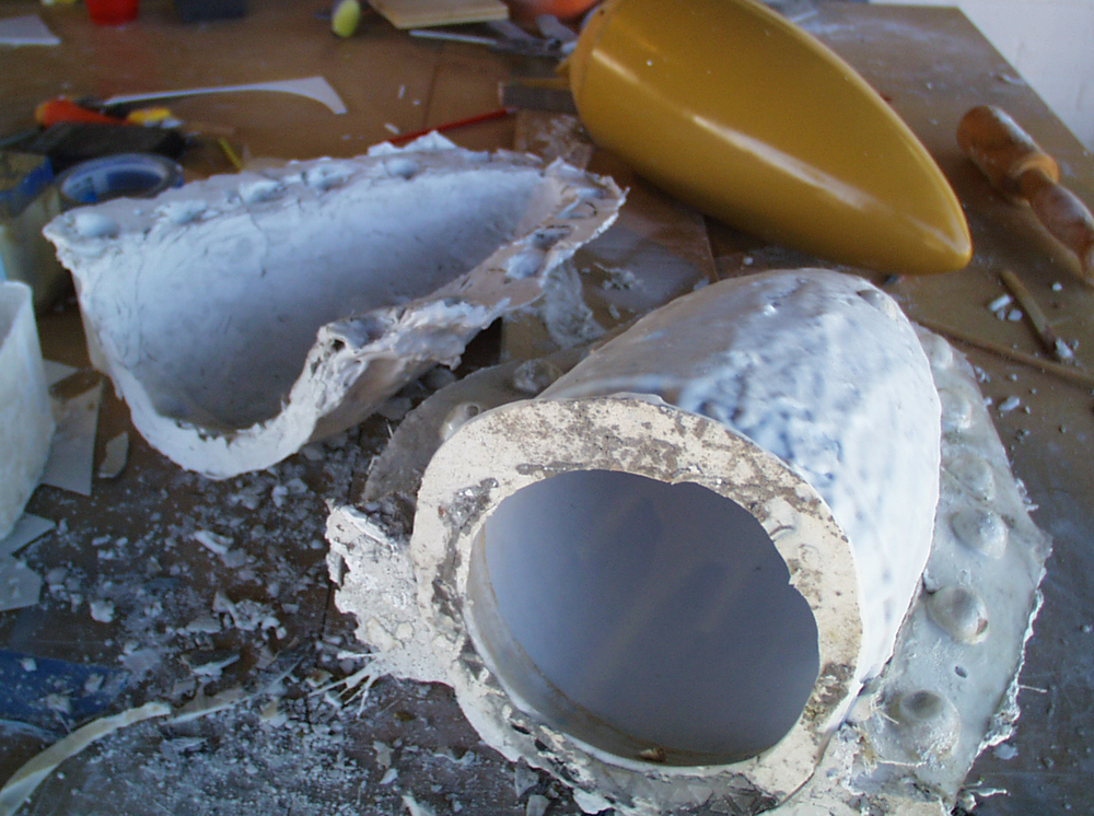  The silicone was supported with a mother mold made from fiberglass-reinforced plaster. 