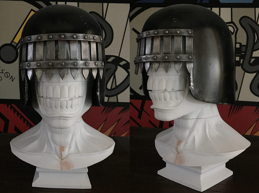  I printed out the model, glued the parts together and test fit the helmet. It sat on the bust perfectly without need for any padding! 