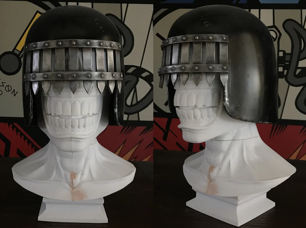 I printed out the model, glued the parts together and test fit the helmet. It sat on the bust perfectly without need for any padding!