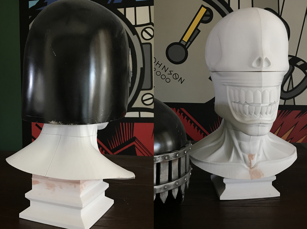  The base was printed separately and connects to the bust with an aluminum tube. I filled the base with plaster to give it some stability. 