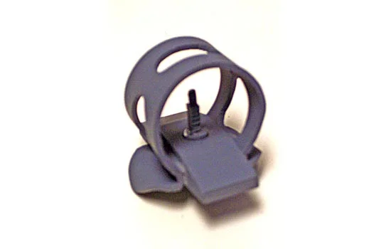 The front sight came together very fast (about 1 hour) so I forgot to take pictures along the way. I didn’t have any good reference for the sight post so I modeled it after the front sight off the AK-47. The flat part is laminated styrene with a hole drilled for the post. The ring was heated plastic stretched around a bottle.