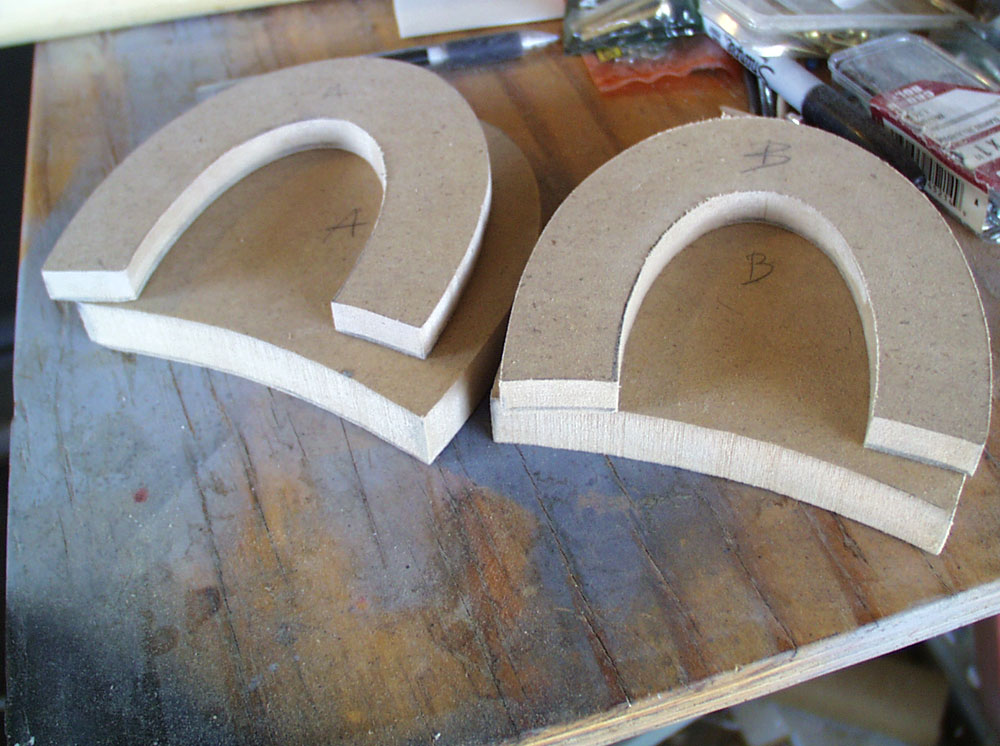  I cut 1/2″ MDF for the guard, running bolts through all the pieces to hold them together. 