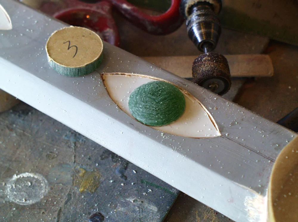 I made the blade gems using 1/4″ acrylic, shaping it with a Dremel sanding drum.