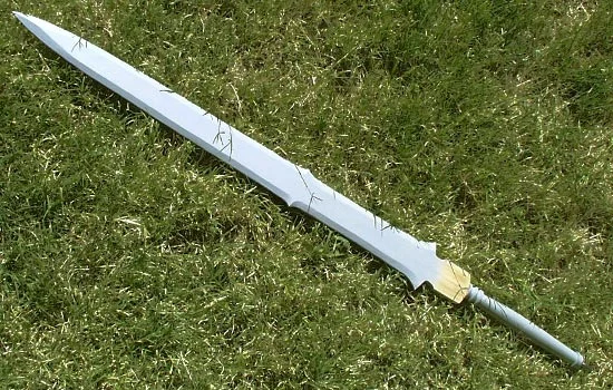 A test fit of handle on blade.