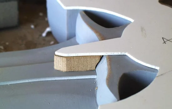 To bridge the distance from the rune strip to the bird, I cut some MDF spacers.