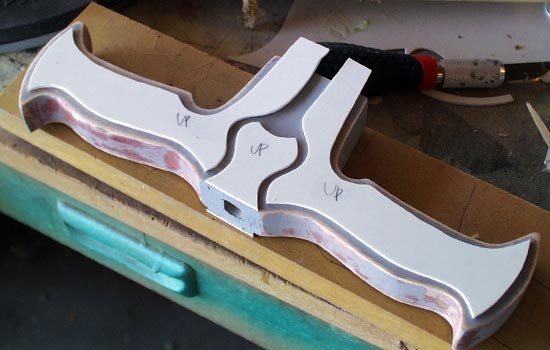 The cross guard was detailed with plastic sheets.