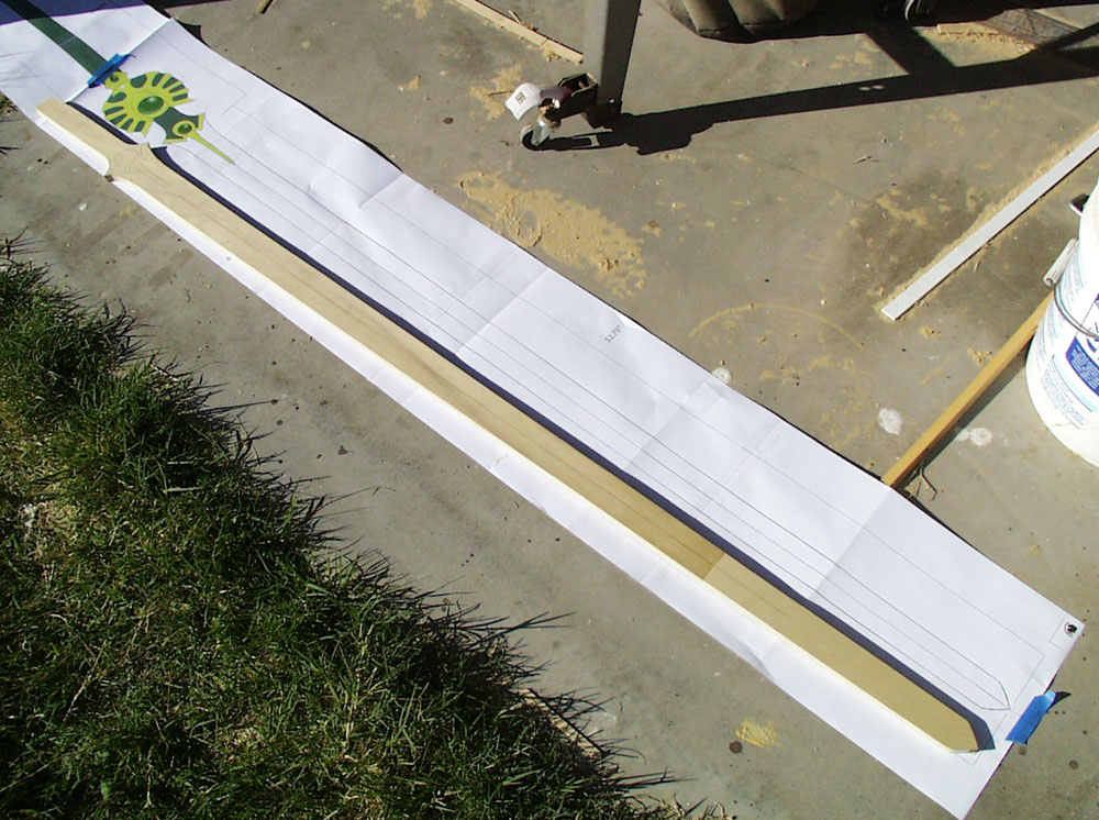 The wood glued together and cut to shape.