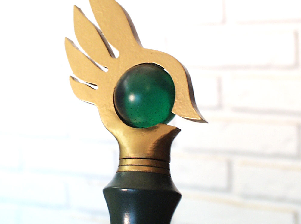  The final painted and assembled hilt with cast resin gems. 