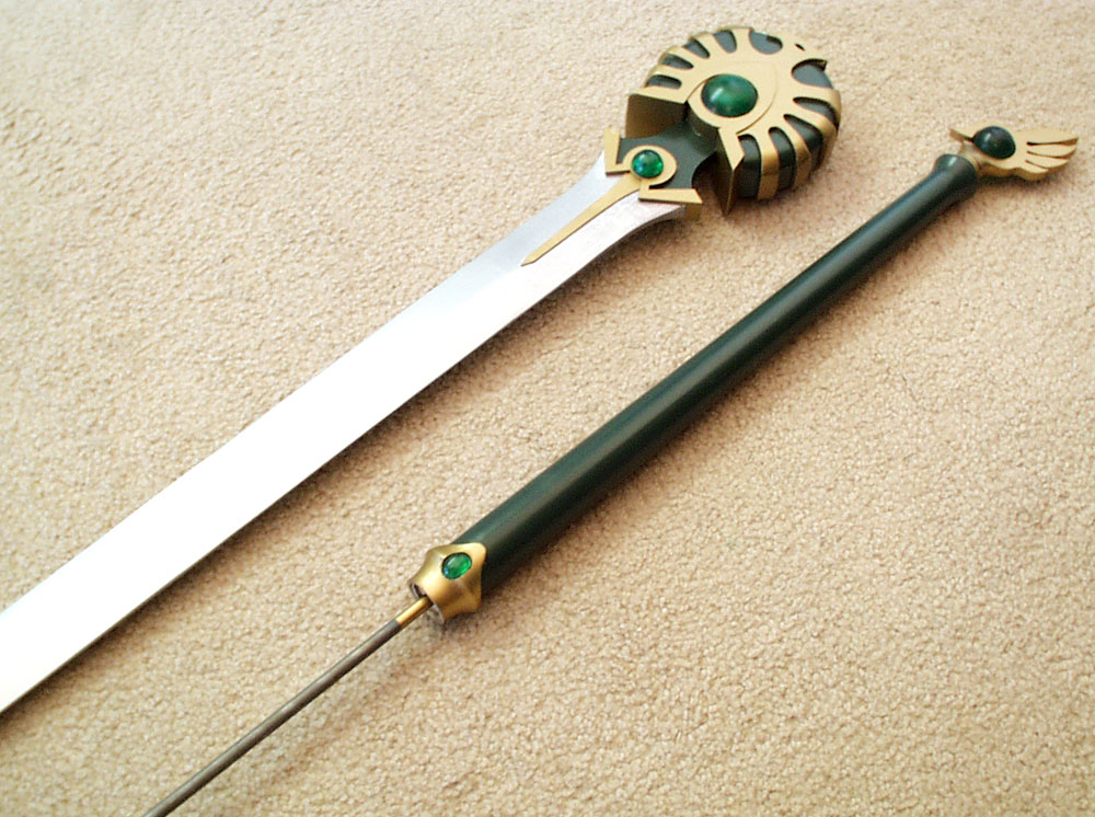 The sword disassembles for transportation although it will have to be glued before using.