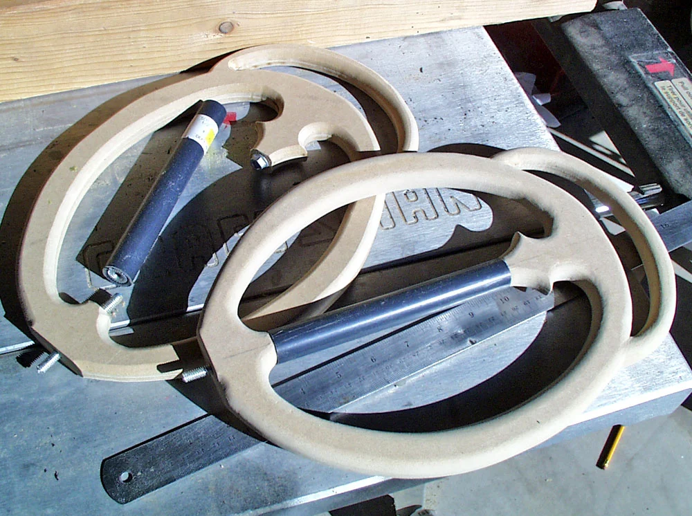 Nuts were glued into the ring and then secured with threaded rod.