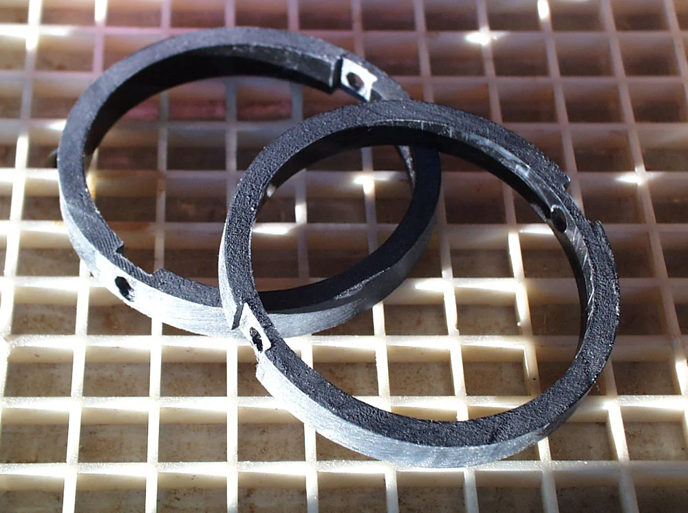 The rings that make the ball cage were cut from a 3″ PVC pipe.
