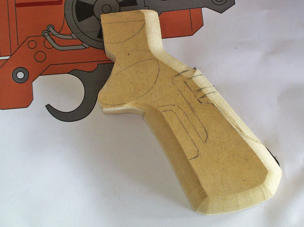  I cut the grip halves from 3/4″ MDF. 