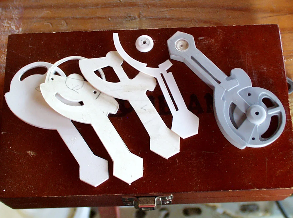 The arm detail was made by cutting layers of styrene.