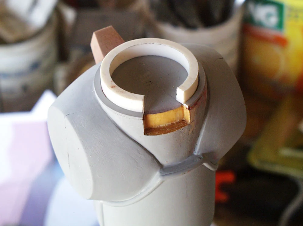 The inner seal for the breach cap was made with a slice of PVC pipe. I also cut away a section for the rear sight to mount to.