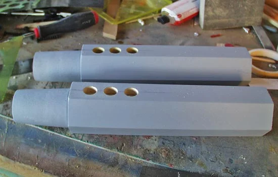 I drilled 3/8" holes on each side for vents and drilled a 1/2" hole in the end of the muzzle.