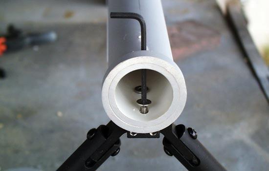  I used the supplied screws but attached the bipod from inside the barrel, through two access holes I drilled above them. 