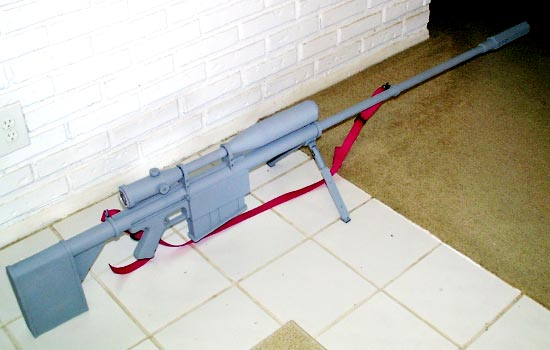  The final assembled rifle with a coat of primer (per client's request). 