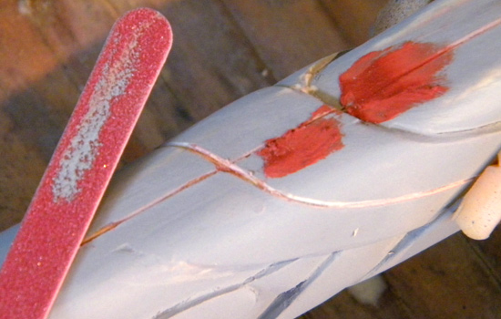 After clamping the sides together, I rescribed the lines that crossed over from one side to the other.