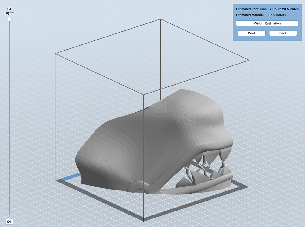  The mask was too big to print out all at once but the printing software allowed me to cut it into sections. 