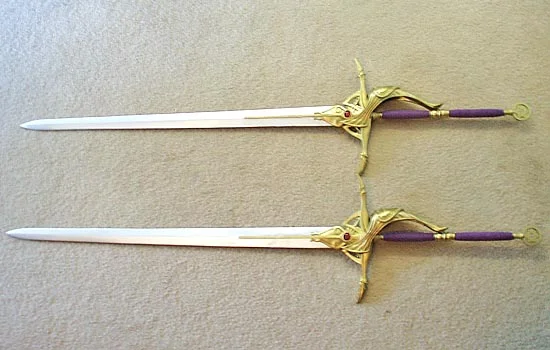 The final assembled swords. They are REALLY long (59″)!