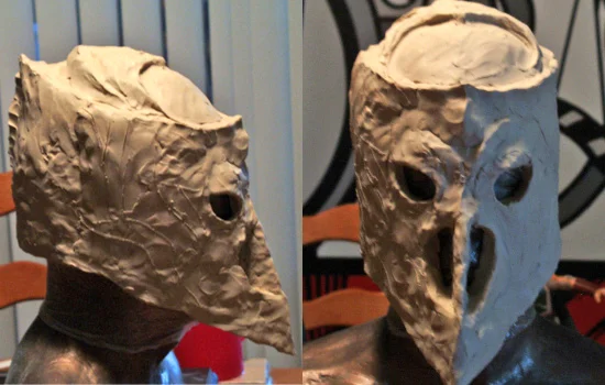 I lightly scribed the side details and started to rough in the the top of the helmet.