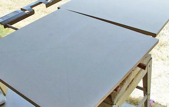 The shield was constructed out of two 3/4″ MDF pieces, cut to 27″ square.