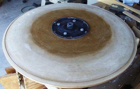 I started turning the outside of the shield first. The MDF weighed about 20 lbs. I spun it by hand to get it going to take stress off the motor but once it got going at top speed (of the lathe’s lowest setting) the weight made the ENTIRE LATHE wobbl