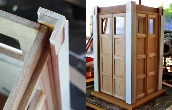 The panels were glued into the posts and beveled trim was added around and between the panels.