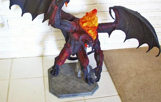 The Balrog now has a new home and SO FAR the hasn’t fallen over.