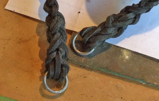 To complete the strap, I attached them to the rings and back braided (the lace goes back through the loops) the lace to tie it off.