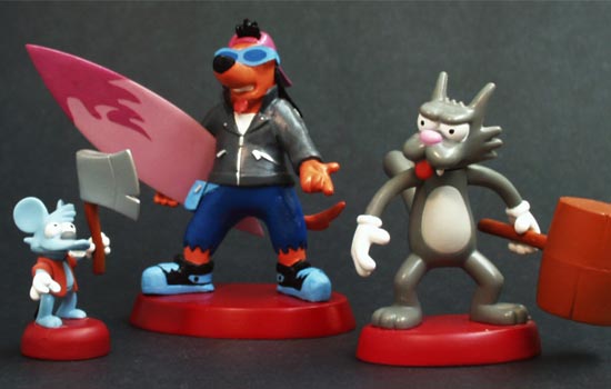The base was made to match the existing Itchy and Scratchy figures.