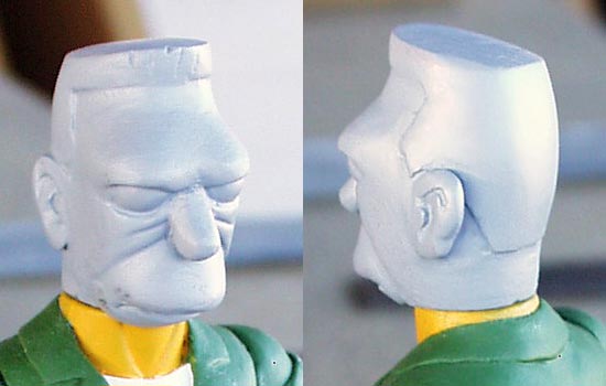  I added epoxy putty to the casting of Herb to build Grandpa’s features and haircut. 