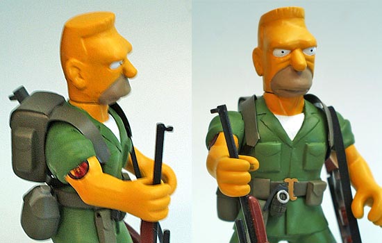  Here is Abe Simpson all assembled and painted. I also added his sergeant’s stripes on his helmet and the Hellfish tattoo on his right bicep using laser decals. I did my best to replicate the details of the episode, fighting my urge to make the detai
