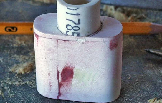 The front of the scope was formed by melting a scrap of styrene around an oval piece of MDF.