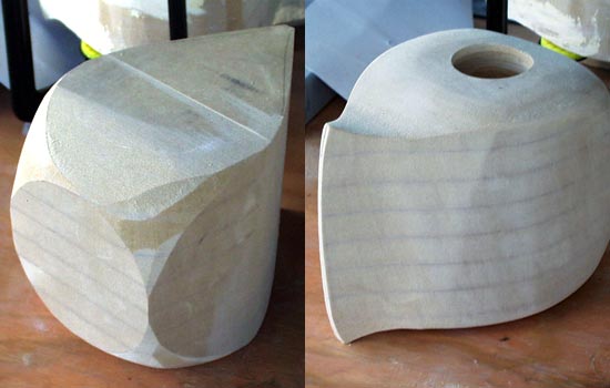 I sanded the axe edge on the one end and continued sanding to round the head.