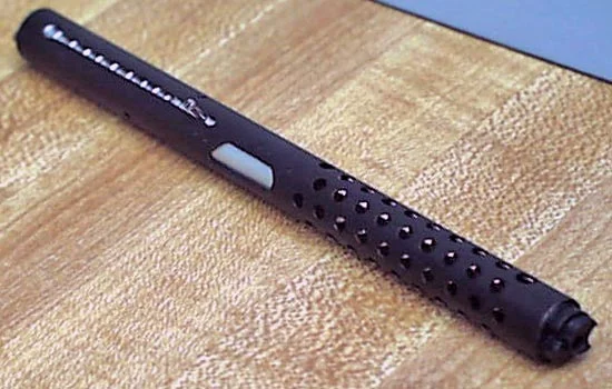 I cut a new barrel from 3/8″ brass tubing and the grip, magazine and Hengstler counter were made from laminated styrene. The receiver spring was made from copper wire wrapped around 1/4″ aluminum tubing.
