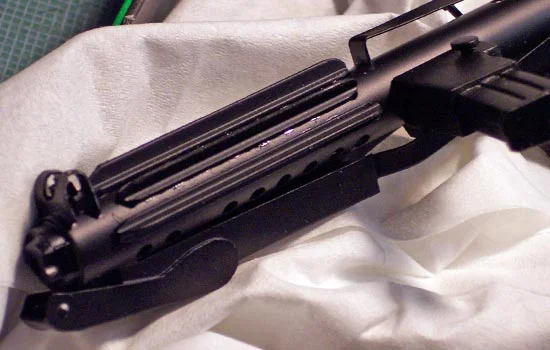 The t-tracks covering the barrel vent holes were made from styrene t-bars. All I had to do was cut them to length and taper the ends to make it look as if they were inserted into the holes.