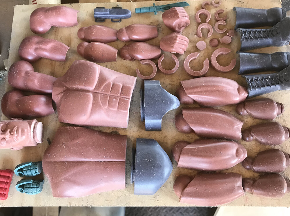  After molding the masters, I cast up a bunch of Carl parts. I had 5 initial Carl clients. 