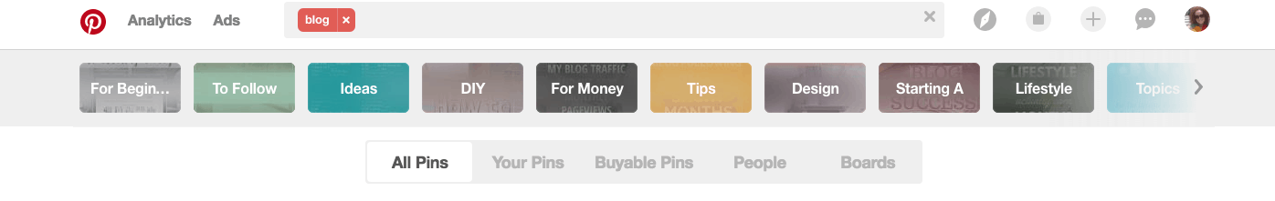 Using keywords on Pinterest