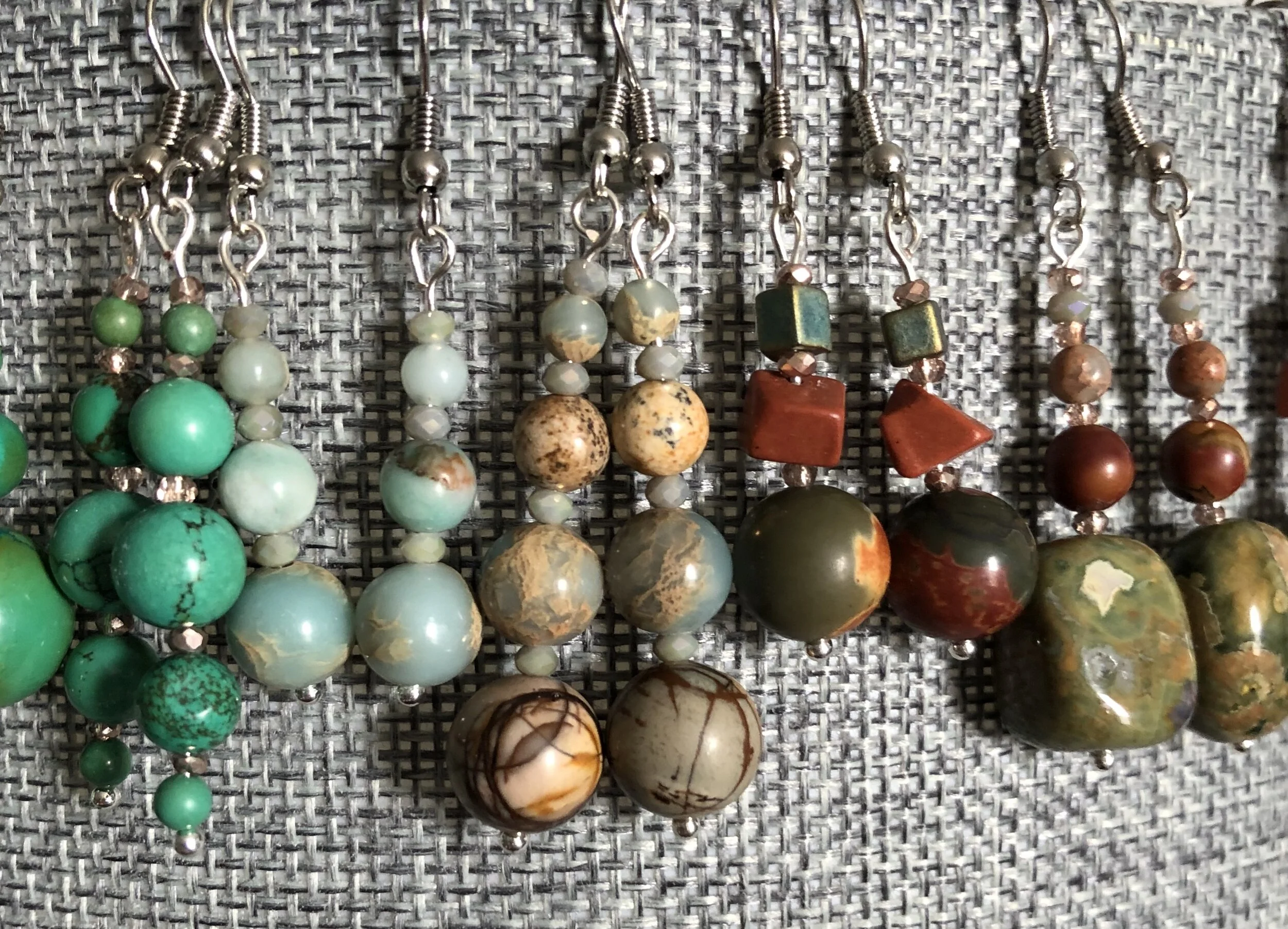 Turquoise and jasper earrings