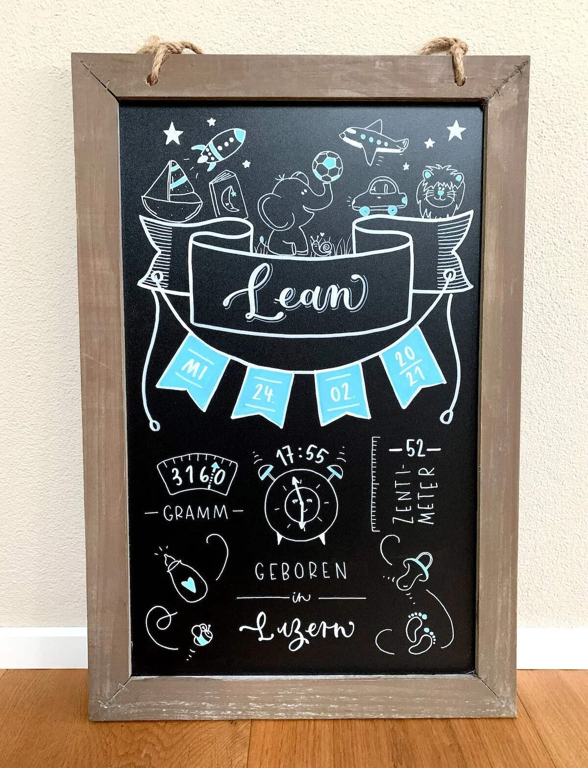 Geburtstafel Kreide gross, Design: Boy