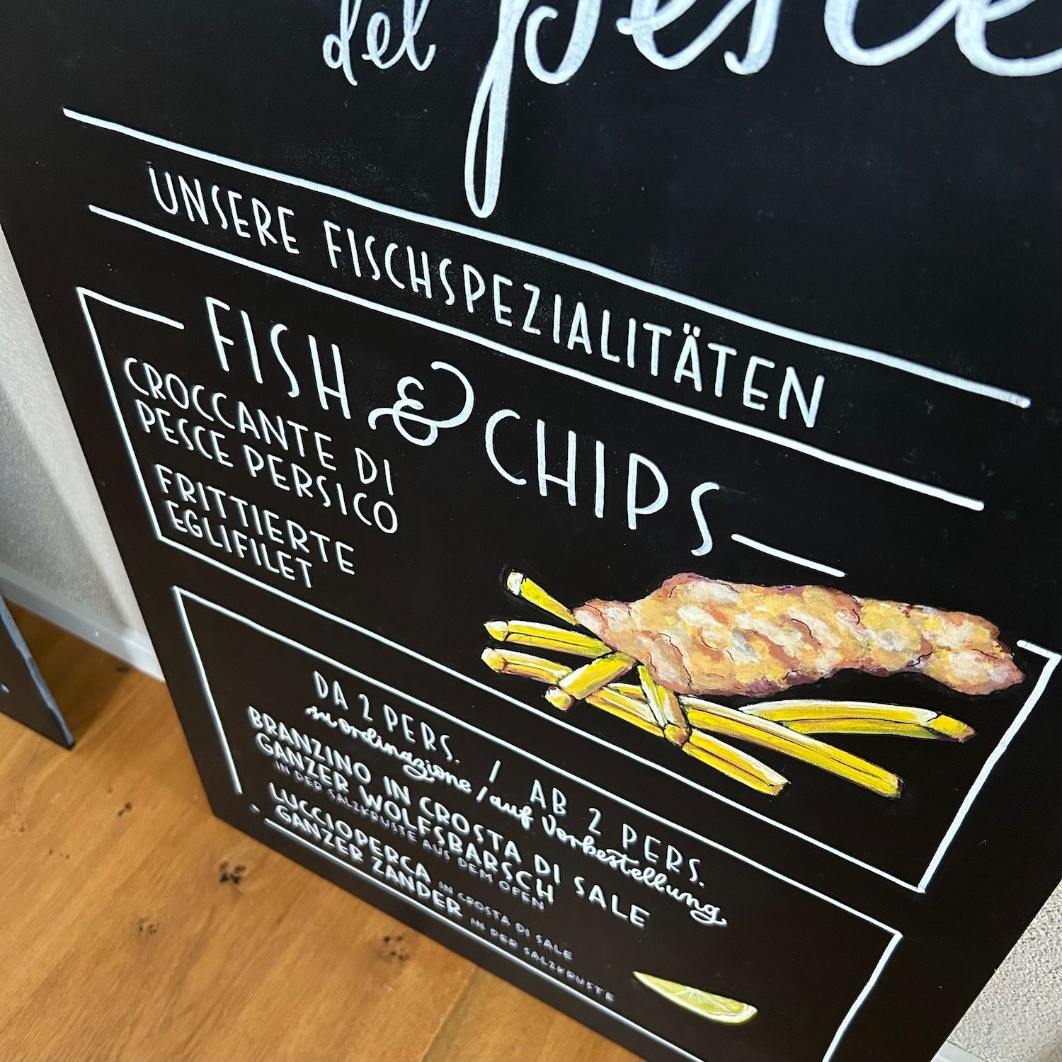 Kreidetafel Fish & Chips
