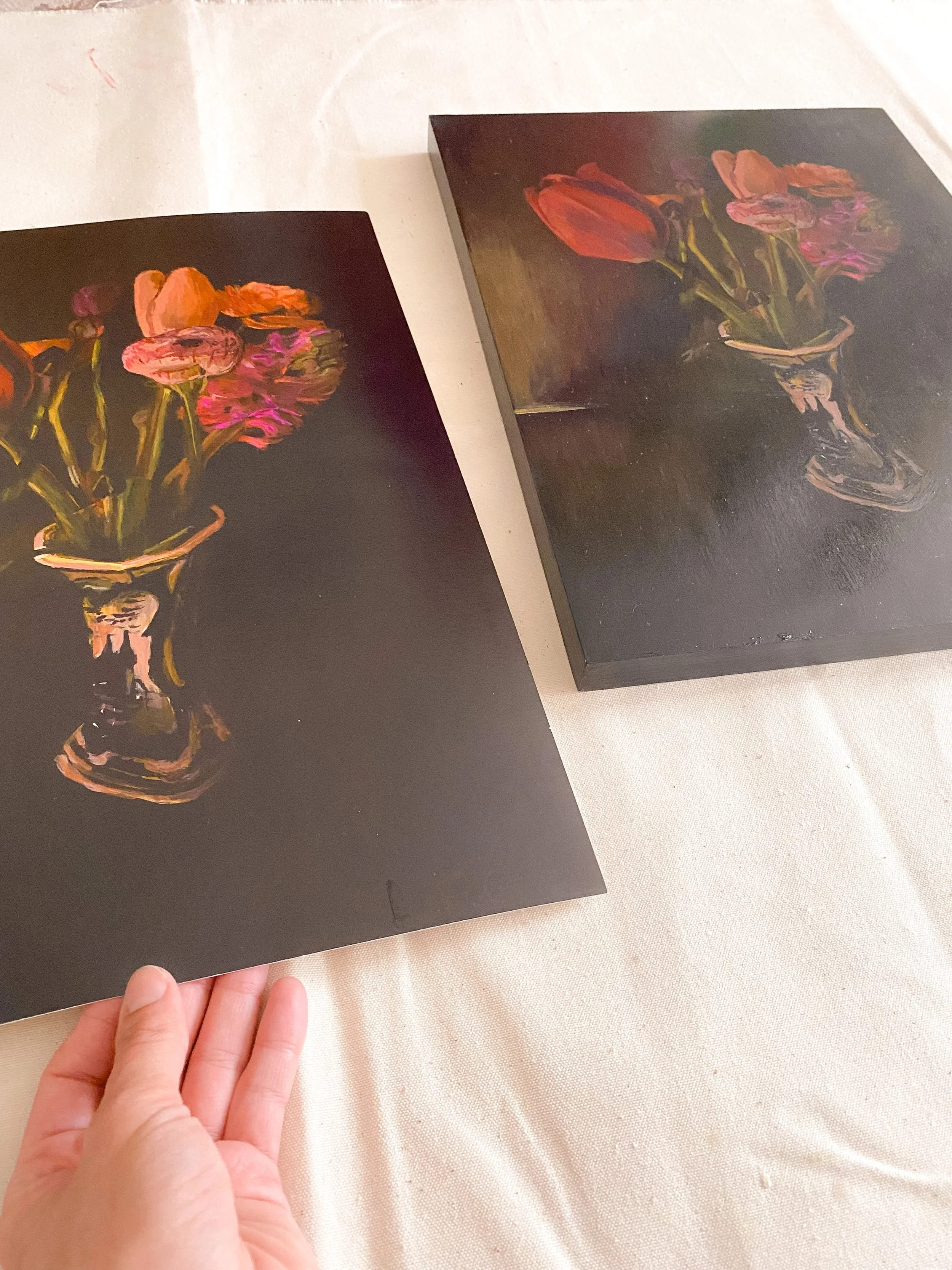 Tulips and ranunculus flower fine art giclée print for gallery wall.